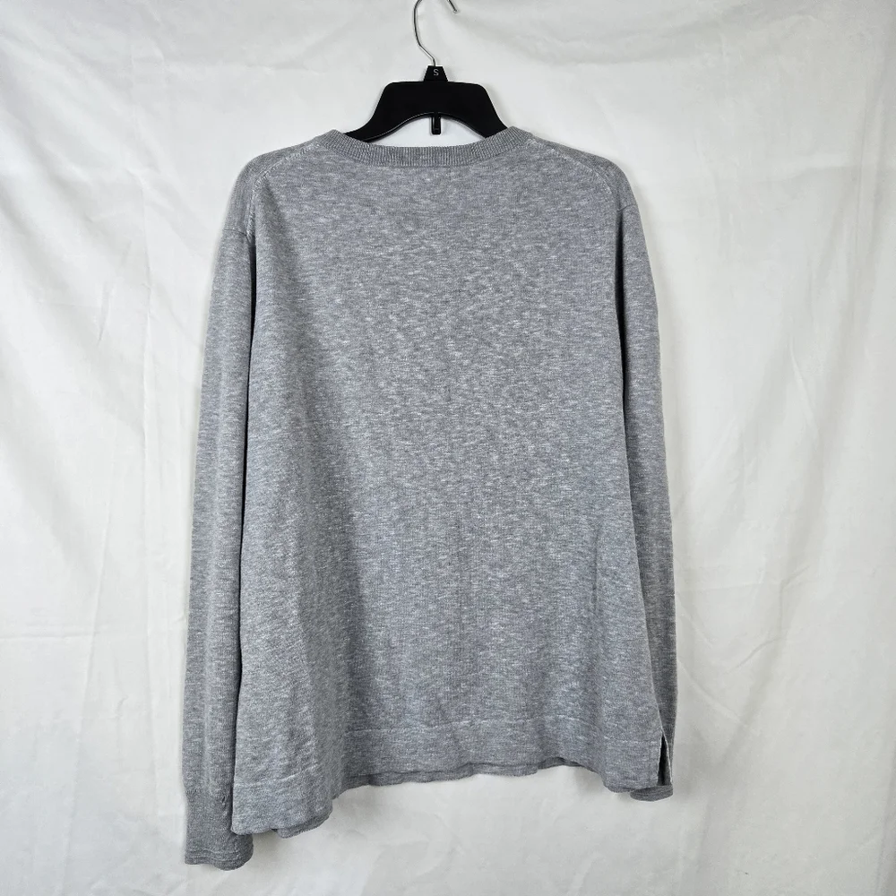 Banana Republic Men's Heather Gray Slub Long‎ Sleeve Knit Henley Cotton Shirt XL